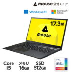 <span class="title">【1位交代】【5千円オフクーポン★12/1まで】ノートパソコン Office付き 新品 mouse F7-I5I01BK-B [ Windows 11] 17.3型 Core i5-1235U 16GB メモリ 512GB SSD DVDスーパーマルチドライブ マウスコンピューター PC 3年保証（楽天リアルタイムランキング）</span>